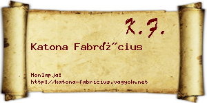 Katona Fabrícius névjegykártya